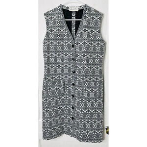 Vintage Butte Knit Dress Womens Size M Southwestern Button 70s Style 60s Stretch